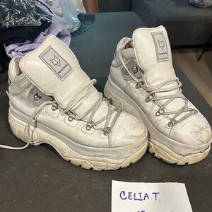 NAKED WOLFE White leather platform sneakers